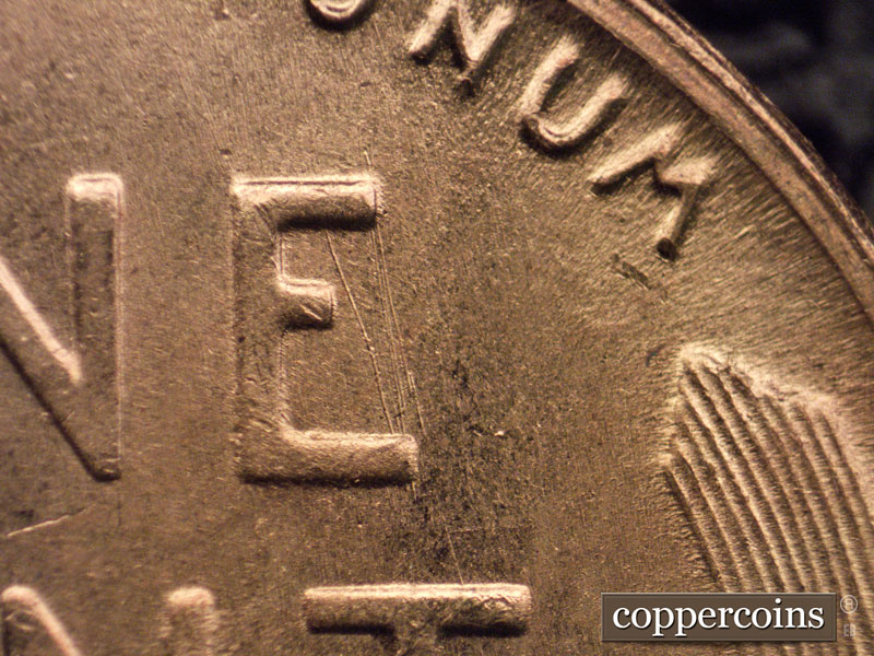 Die-stage C marker on 1954S•1MM•008 (1954 Repunched Mint Mark).