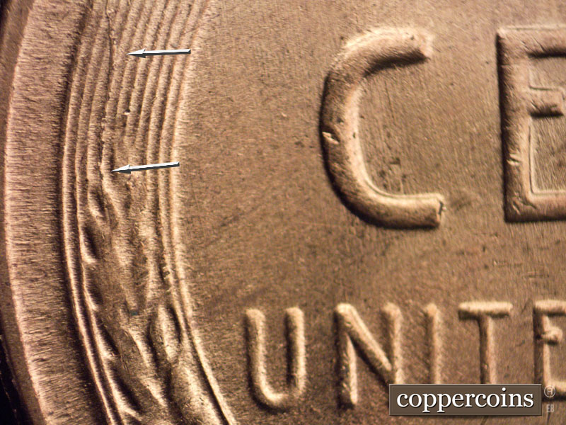 Die-stage C marker on 1954S•1MM•008 (1954 Repunched Mint Mark).