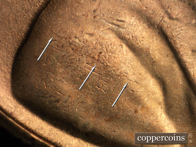 Die-stage C marker on 1954S•1MM•010 (1954 Repunched Mint Mark).
