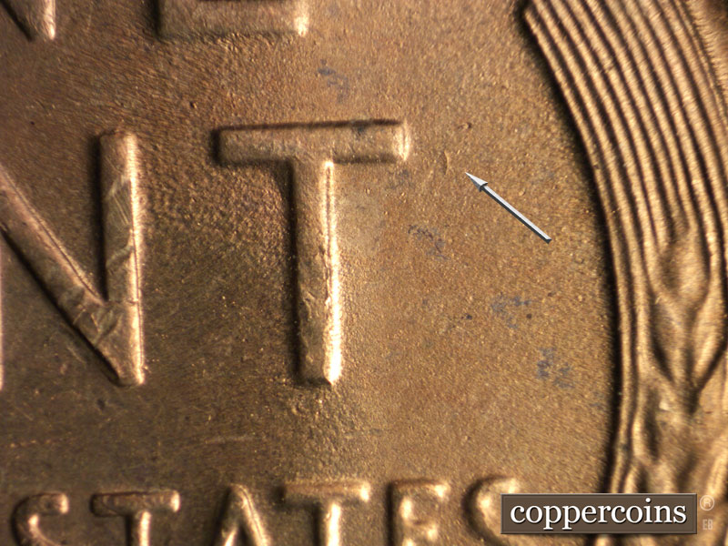 Die-stage C marker on 1954S•1MM•010 (1954 Repunched Mint Mark).