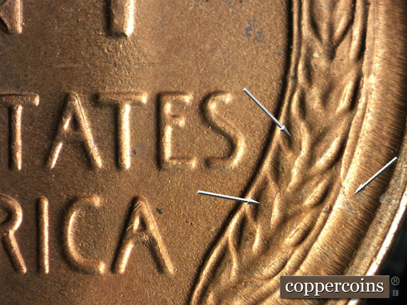 Die-stage C marker on 1954S•1MM•010 (1954 Repunched Mint Mark).