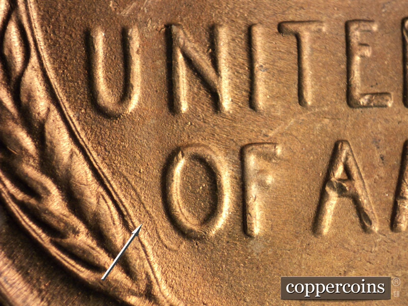 Die-stage C marker on 1954S•1MM•010 (1954 Repunched Mint Mark).