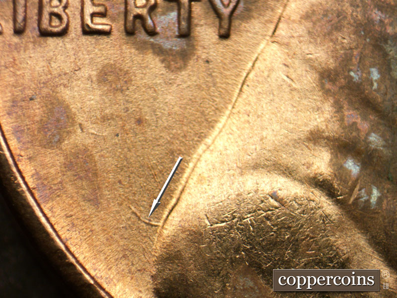 Die-stage A marker on 1954S•1MM•011 (1954 Repunched Mint Mark).