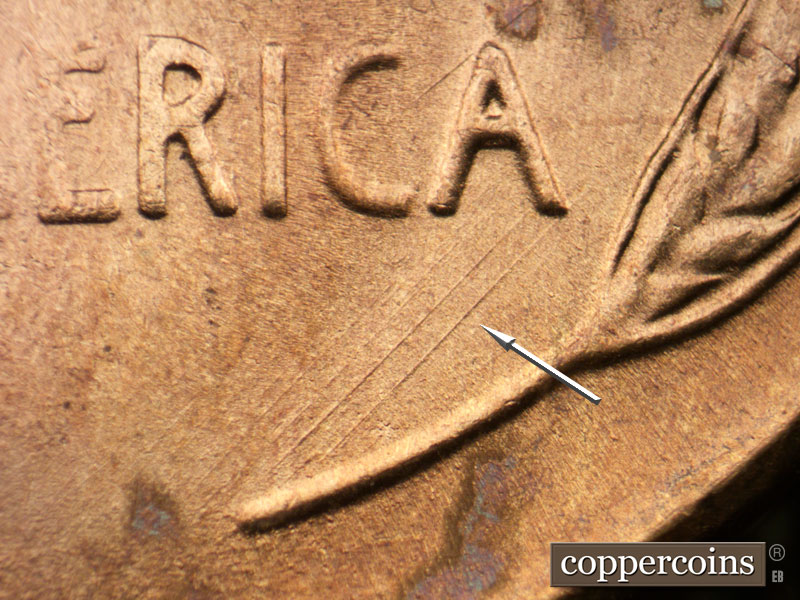 Die-stage A marker on 1954S•1MM•011 (1954 Repunched Mint Mark).