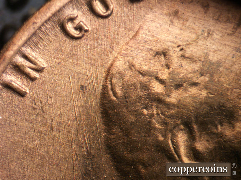 Die-stage B marker on 1954S•1MM•011 (1954 Repunched Mint Mark).