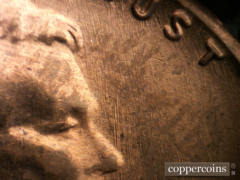 Die-stage B marker on 1954S•1MM•011 (1954 Repunched Mint Mark).
