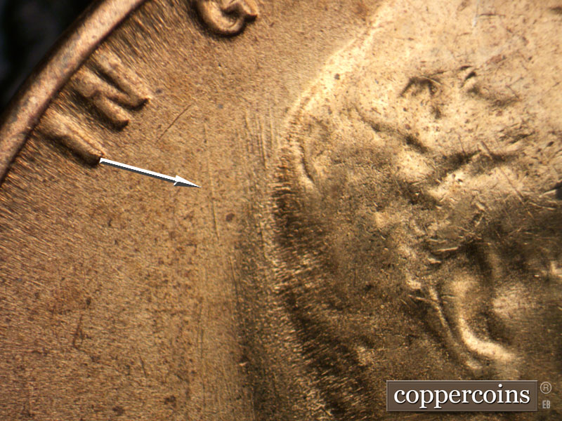 Die-stage C marker on 1954S•1MM•011 (1954 Repunched Mint Mark).