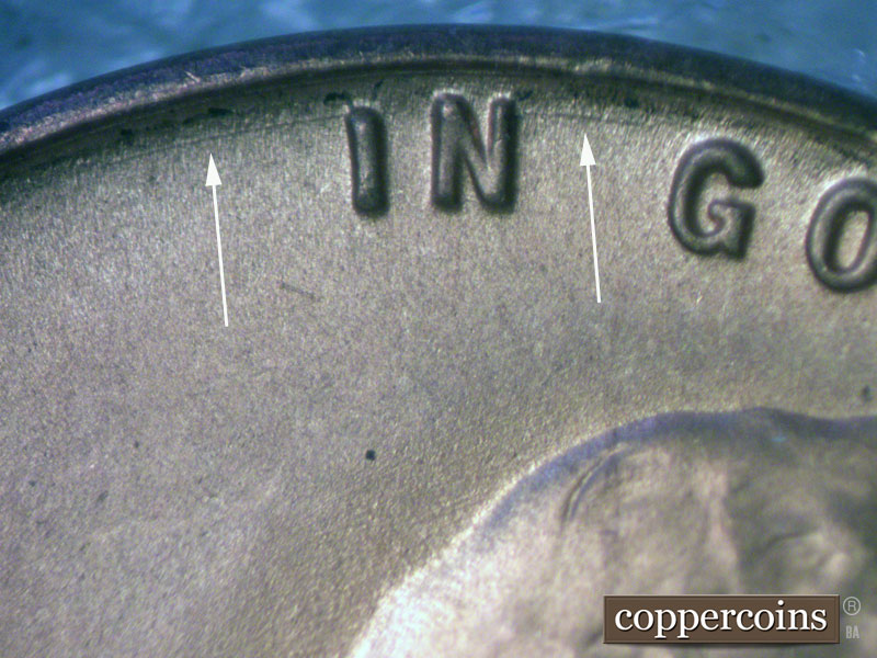 Die-stage A marker on 1954S•1MM•012 (1954 Repunched Mint Mark).
