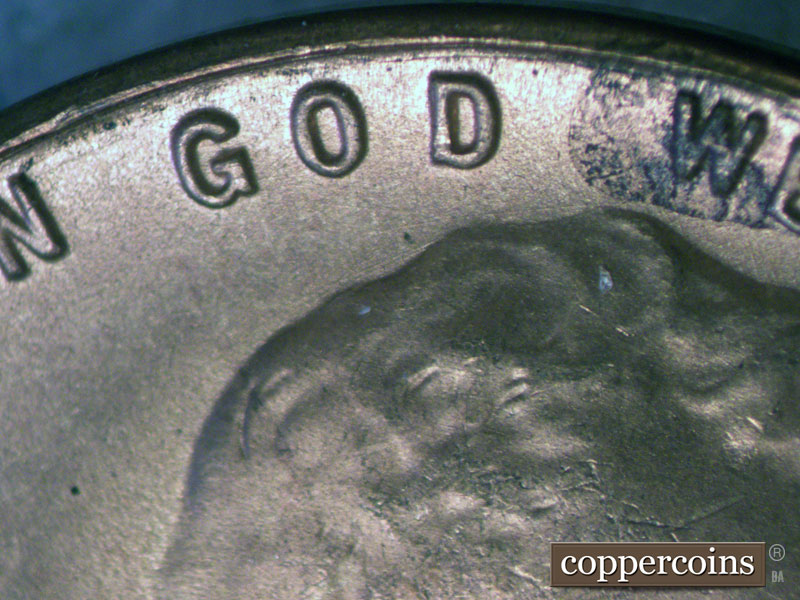 Die-stage A marker on 1954S•1MM•012 (1954 Repunched Mint Mark).