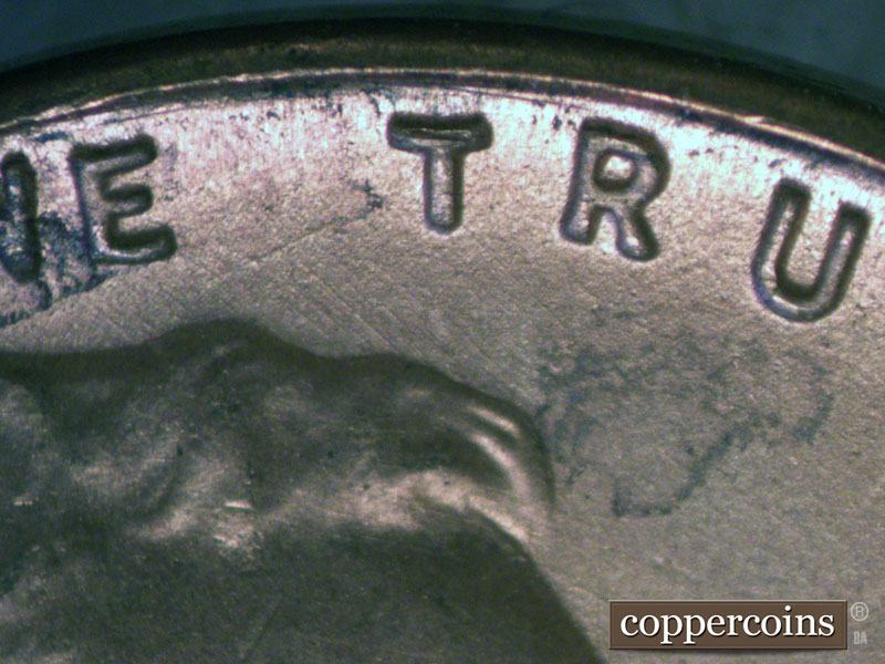 Die-stage A marker on 1954S•1MM•012 (1954 Repunched Mint Mark).