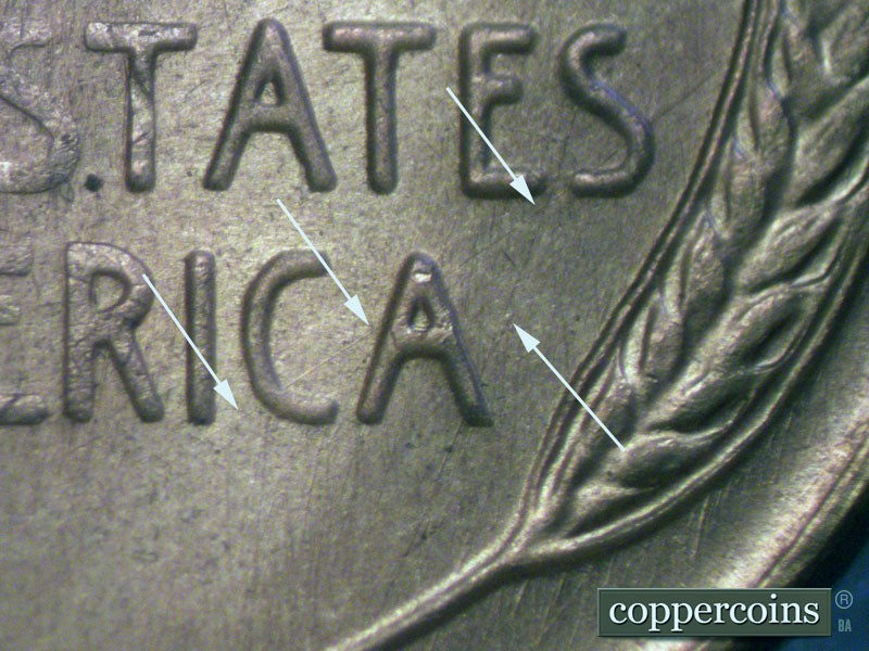 Die-stage A marker on 1954S•1MM•012 (1954 Repunched Mint Mark).