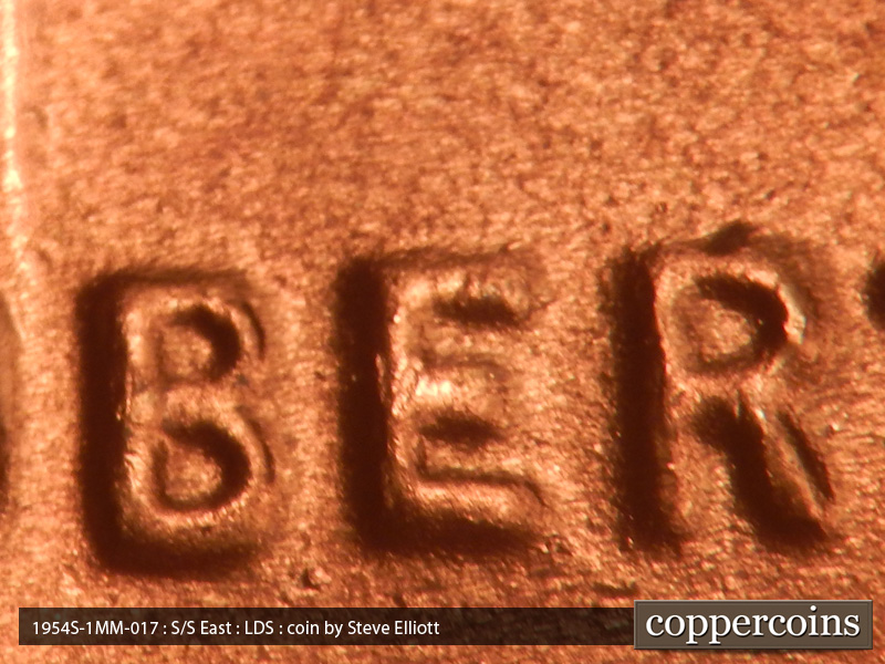 Die-stage C marker on 1954S•1MM•017 (1954 Repunched Mint Mark).