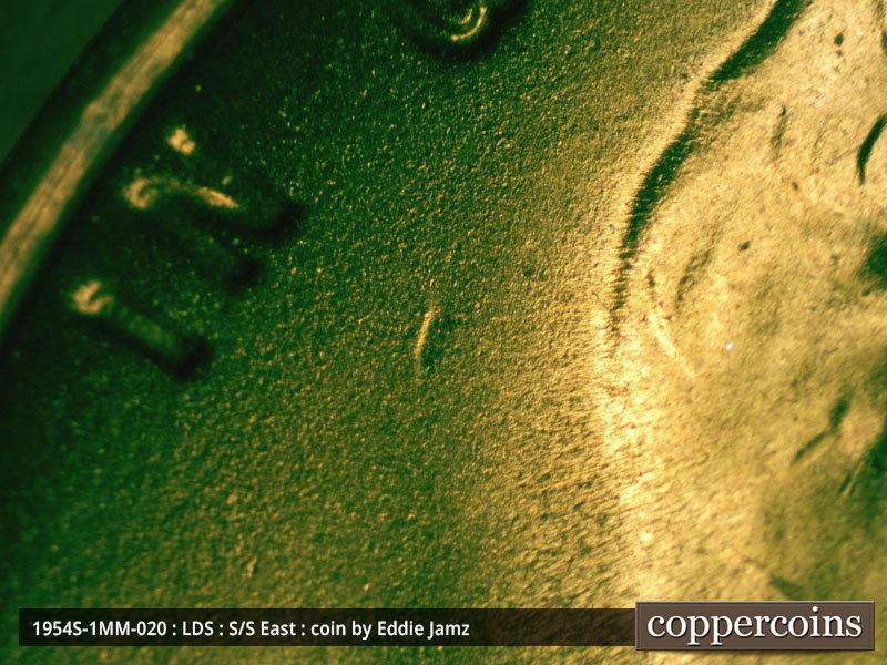Die-stage C marker on 1954S•1MM•020 (1954 Repunched Mint Mark).