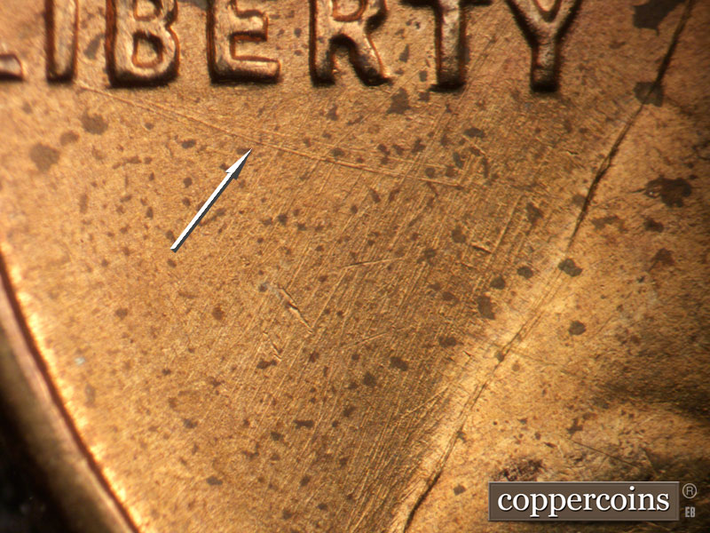 Die-stage B marker on 1954S•1MM•024 (1954 Repunched Mint Mark).