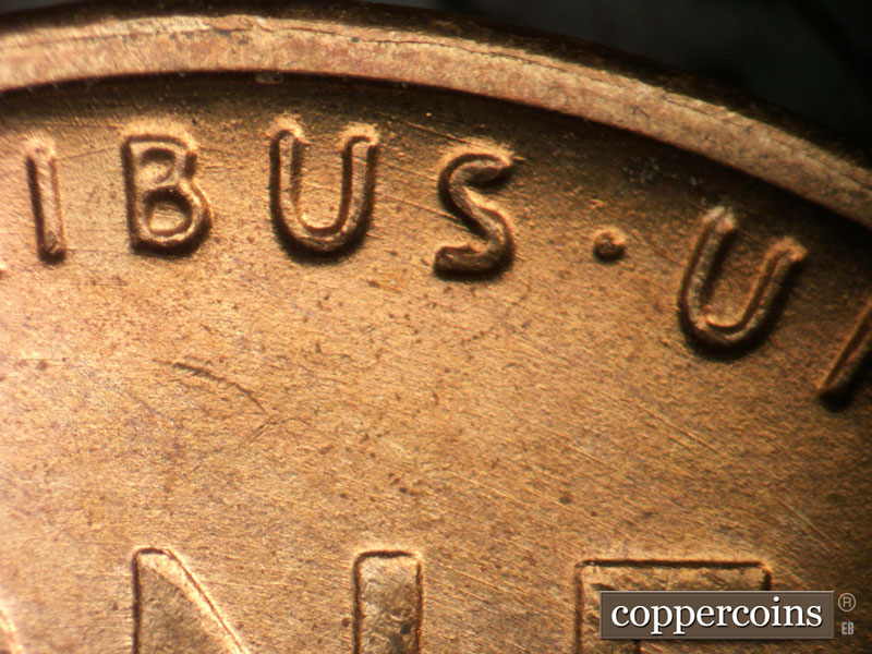 Die-stage B marker on 1954S•1MM•024 (1954 Repunched Mint Mark).