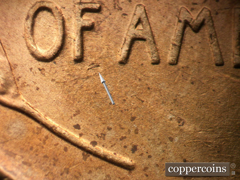 Die-stage B marker on 1954S•1MM•024 (1954 Repunched Mint Mark).