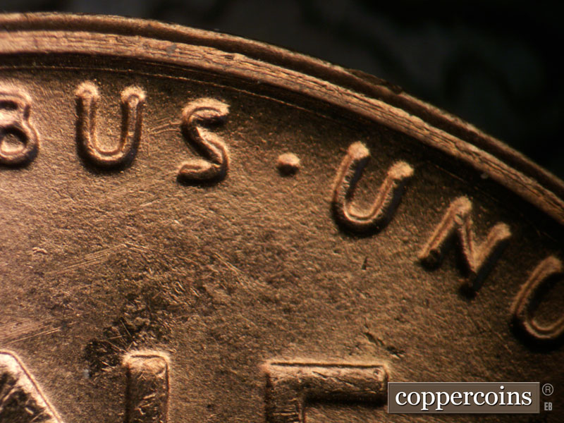 Die-stage B marker on 1954S•1MM•025 (1954 Repunched Mint Mark).