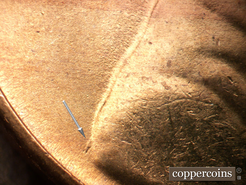 Die-stage B marker on 1954S•1MM•026 (1954 Repunched Mint Mark).