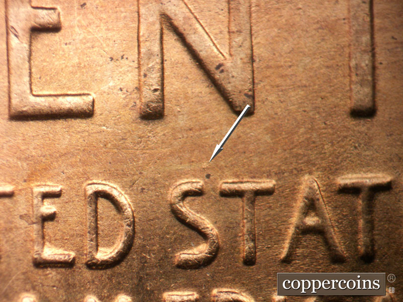 Die-stage B marker on 1954S•1MM•026 (1954 Repunched Mint Mark).