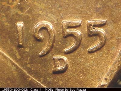 Die-stage B marker on 1955D•1DO•002 (1955 Doubled Die Obverse).