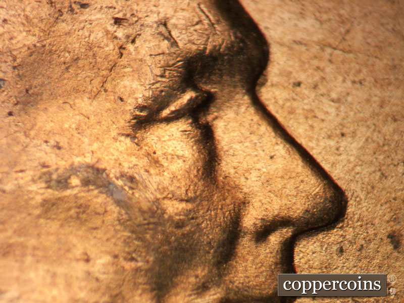 1955 Lincoln cent obverse, CopperCoins die 1955D•1DO•006.