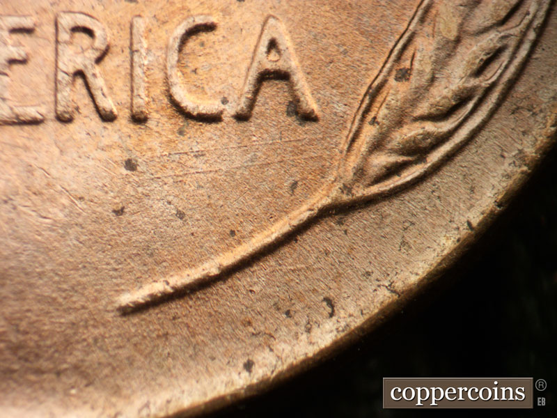 Die-stage B marker on 1955D•1DO•011 (1955 Doubled Die Obverse).