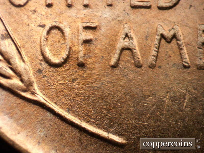 Die-stage B marker on 1955D•1DO•011 (1955 Doubled Die Obverse).