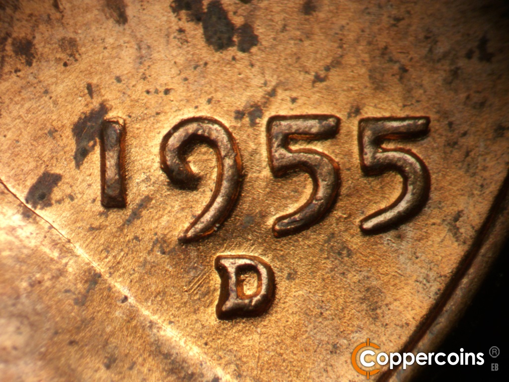 Die-stage B marker on 1955D•1DO•016 showing Date for reference.
