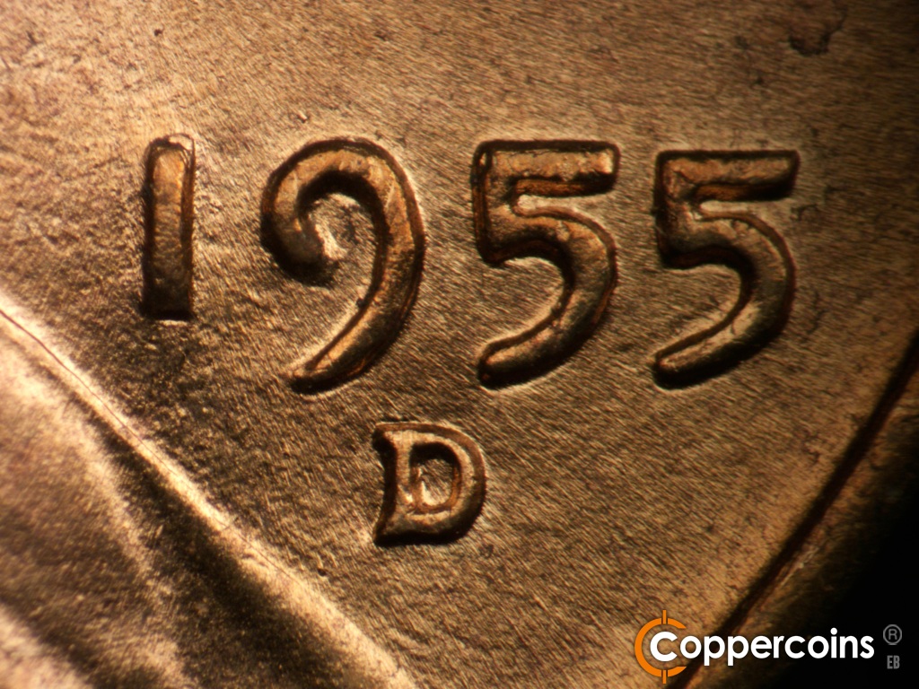 Die-stage B marker on 1955D•1DO•017 showing Date for reference.