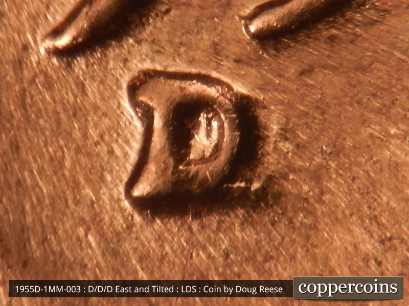 Die-stage C marker on 1955D•1MM•003 (1955 Repunched Mint Mark).