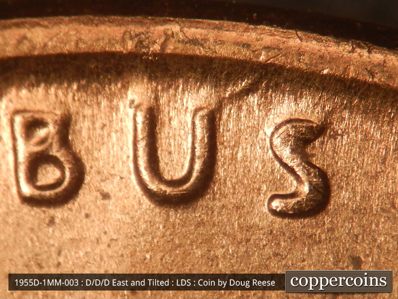 Die-stage C marker on 1955D•1MM•003 (1955 Repunched Mint Mark).