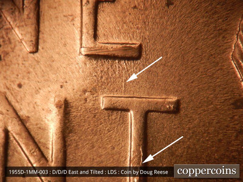 Die-stage C marker on 1955D•1MM•003 (1955 Repunched Mint Mark).