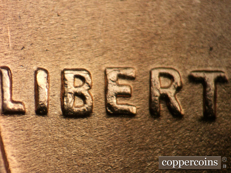 Die-stage B marker on 1955D•1MM•008 (1955 Repunched Mint Mark).