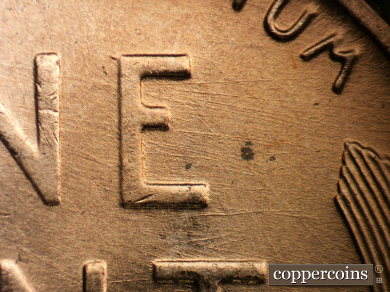 Die-stage B marker on 1955D•1MM•008 (1955 Repunched Mint Mark).
