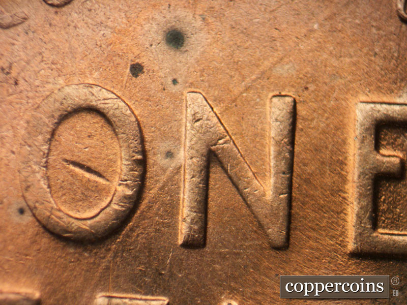 Die-stage B marker on 1955D•1MM•015 (1955 Repunched Mint Mark).