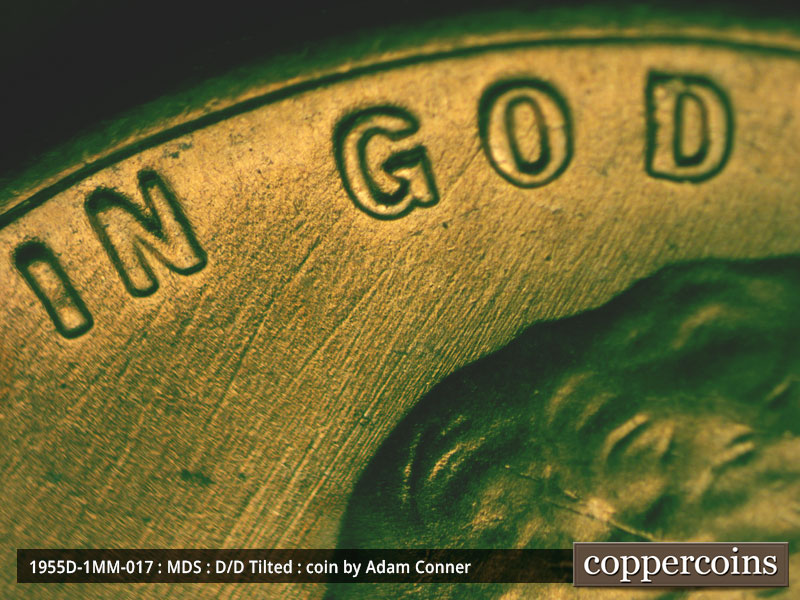 Die-stage B marker on 1955D•1MM•017 (1955 Repunched Mint Mark).