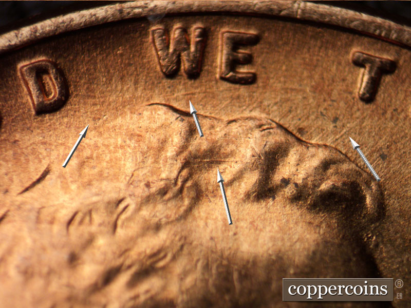 Die-stage B marker on 1955D•1MM•020 (1955 Repunched Mint Mark).