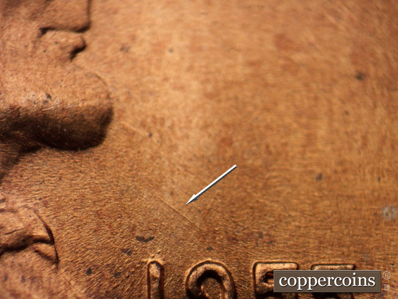 Die-stage B marker on 1955D•1MM•020 (1955 Repunched Mint Mark).