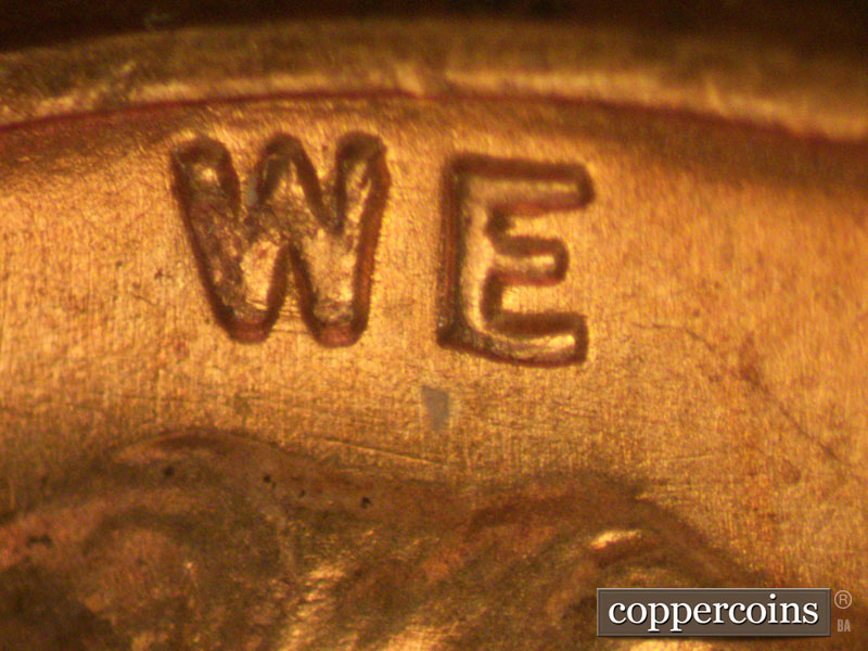 Die-stage A marker on 1955D•1MM•027 (1955 Repunched Mint Mark).
