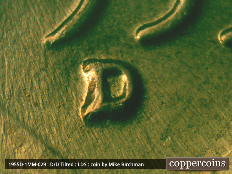 Die-stage C marker on 1955D•1MM•029 (1955 Repunched Mint Mark).