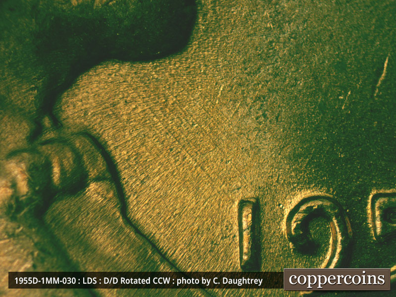 Die-stage C marker on 1955D•1MM•030 (1955 Repunched Mint Mark).
