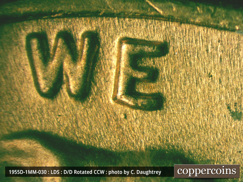 Die-stage C marker on 1955D•1MM•030 (1955 Repunched Mint Mark).
