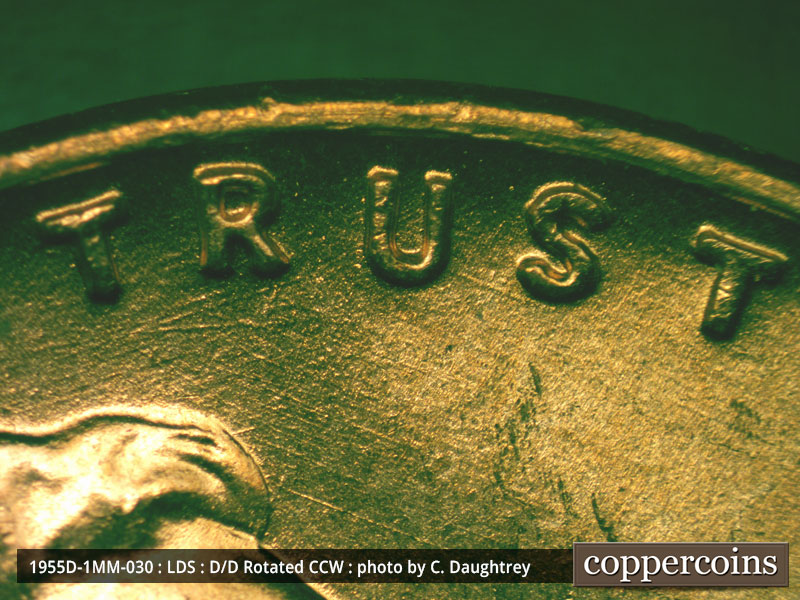 Die-stage C marker on 1955D•1MM•030 (1955 Repunched Mint Mark).