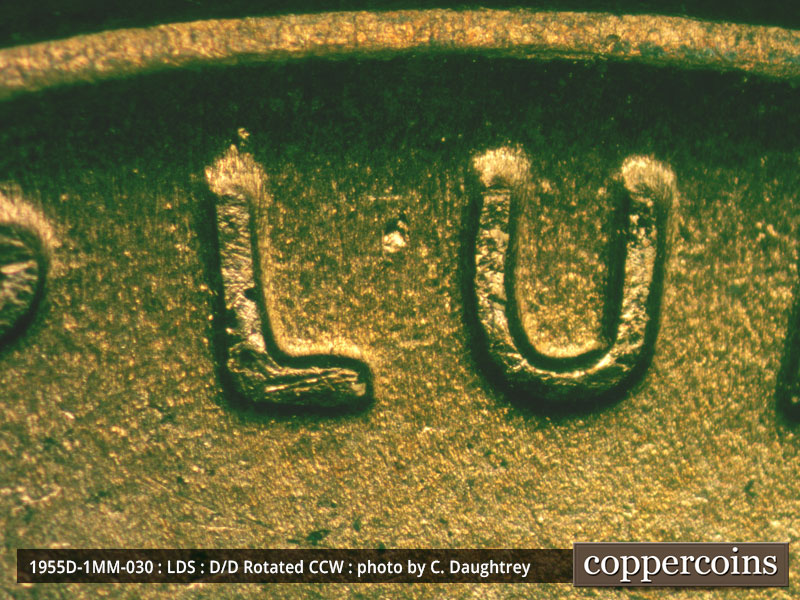 Die-stage C marker on 1955D•1MM•030 (1955 Repunched Mint Mark).