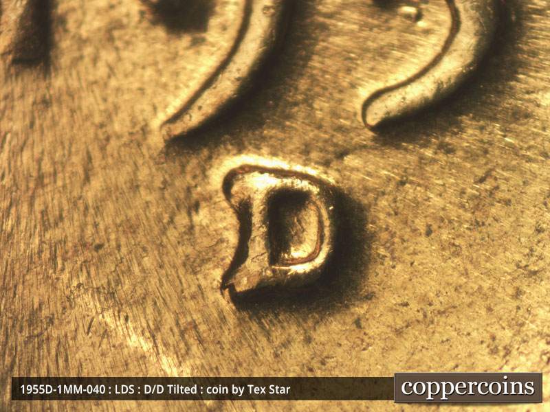 Die-stage C marker on 1955D•1MM•040 (1955 Repunched Mint Mark).