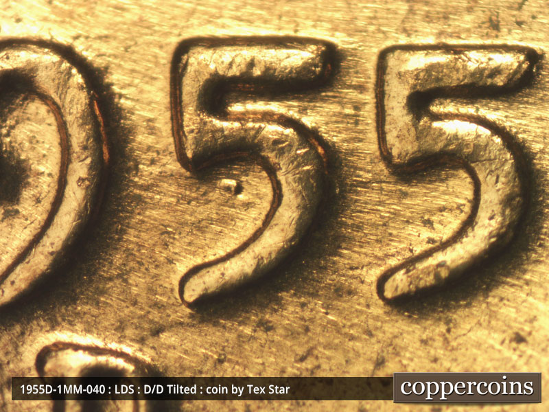 Die-stage C marker on 1955D•1MM•040 (1955 Repunched Mint Mark).