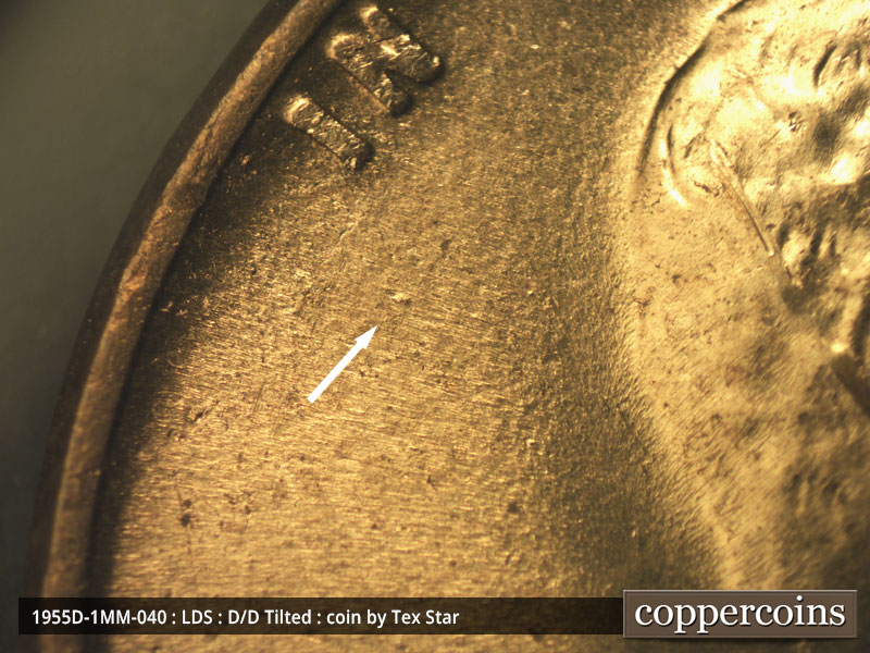 Die-stage C marker on 1955D•1MM•040 (1955 Repunched Mint Mark).