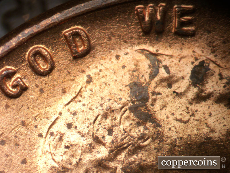 Die-stage A marker on 1955D•1MM•042 (1955 Repunched Mint Mark).