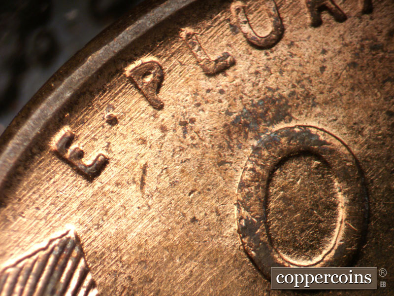 Die-stage A marker on 1955D•1MM•042 (1955 Repunched Mint Mark).