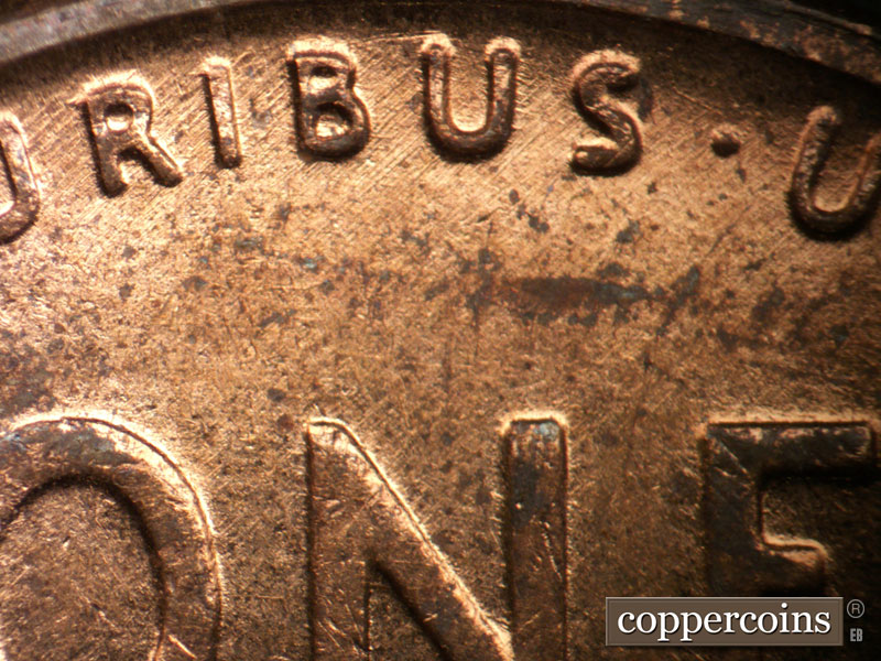 Die-stage A marker on 1955D•1MM•042 (1955 Repunched Mint Mark).
